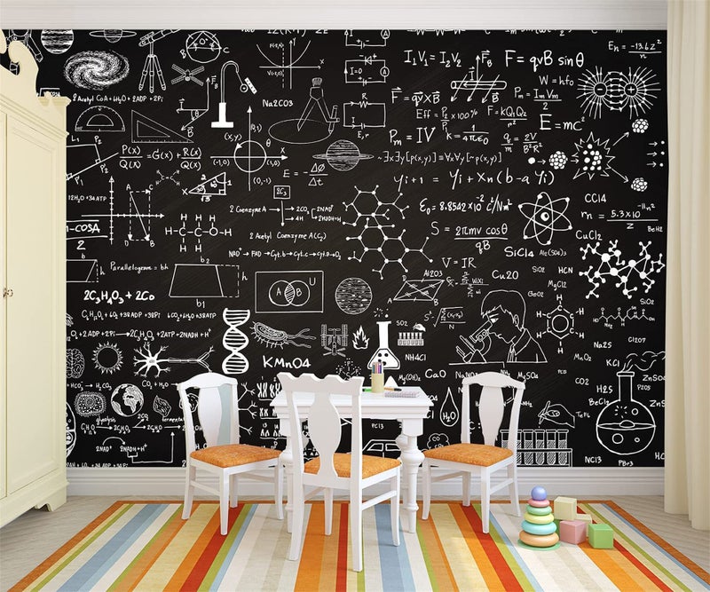 FLFK Peel and Stick Wall Murals Chalkboard 78.7"x59"-Self-Adhesive Wallpaper Poster Large Sticker Math Science Formulas for Bedroom Living Room Wall Decor - Image 5